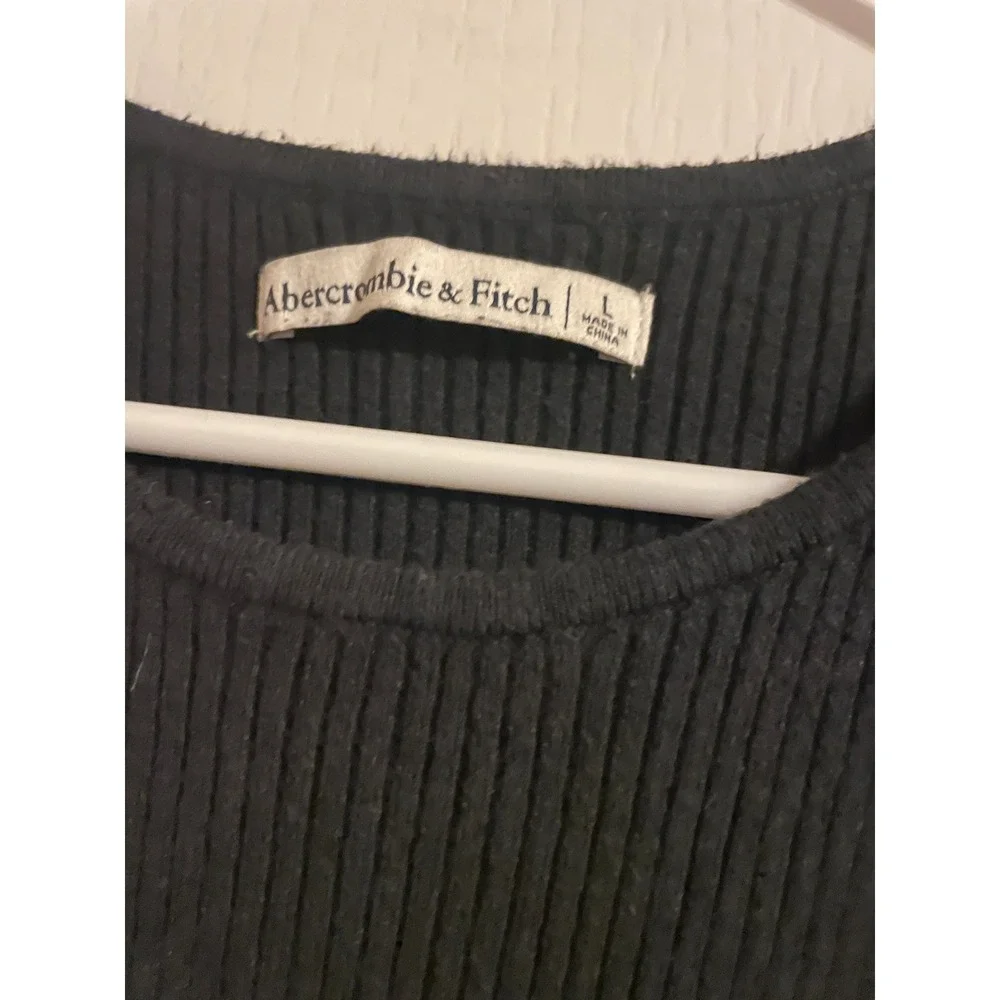 Abercrombie Fitch Black Ribbed Knit Cap Sleeve Mini Dress Women Large Club Party